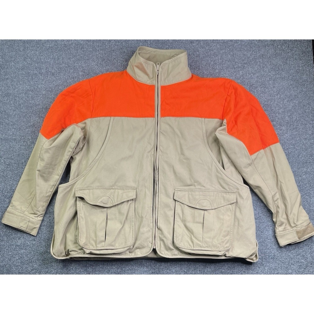 Cabelas Hunting Jacket Mens L Tan Orange 3-in-1‎ Field Coat Fleece Liner Vest